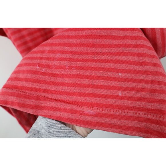Vintage 90s Streetwear Mens Medium Faded Striped Short Sleeve T-Shirt Red Pink - Picture 7 of 13